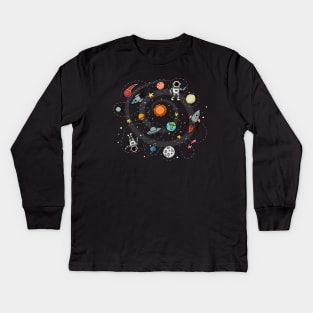 Outer space illustration Kids Long Sleeve T-Shirt